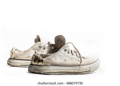 Old Sneakers Isolated On White