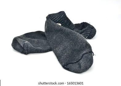 A Old Sock Isolated On White