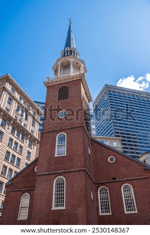 Similar – Image, Stock Photo Old meets new Church spire