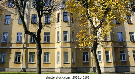 An Old Soviet Apartment Building In A Small Town