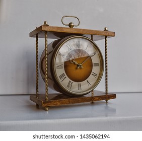 Old soviet table clock with mechanical winding