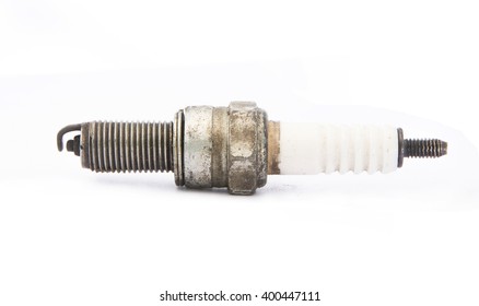 Old Spark Plug Car On White Background