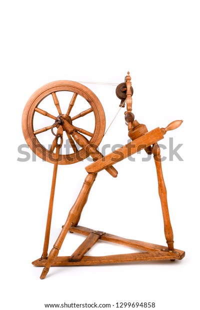 Old Spinning Wheel Isolated On White Stock Photo Edit Now 1299694858