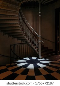 Old Spiral Staircase With Ornaments In Tenement House 