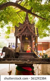 Old Spirit House In Thailand