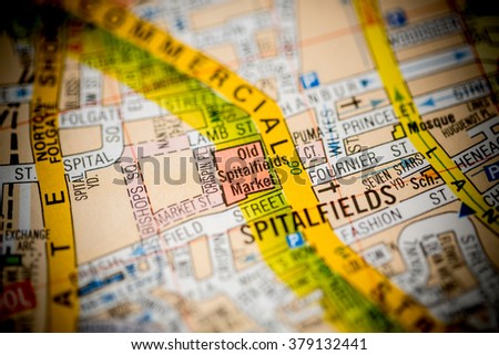 Old Spitalfields Market. London, UK map. Stock photo © 