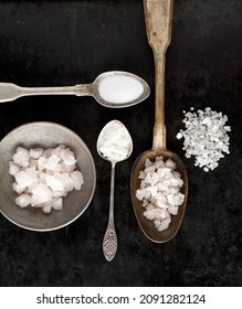 Old Spoons With Different Salt Fractions