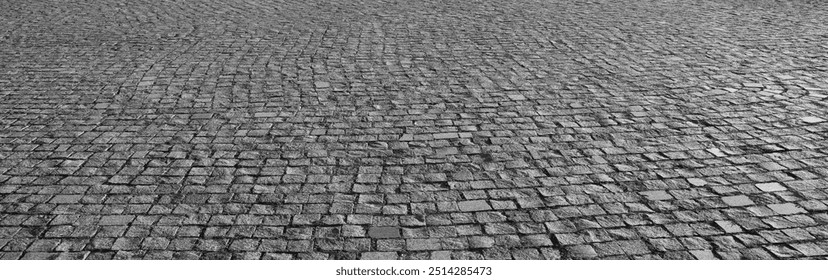 Old square cobble stone with green grass. paving perspective background.Paving stone pavement texture. Cobblestone pavement. stone sidewalk. texture. Cobble stone road cobble texture.  perspective - Powered by Shutterstock