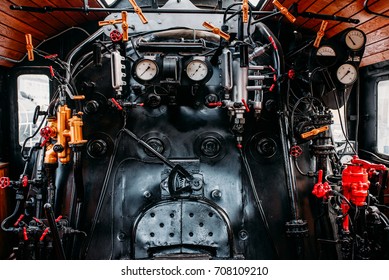 Old Steam Train, Driver Cab, Nobody