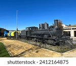 Old steam train used as a children’s play park. Los Barrios, Spain. January 7th 2024