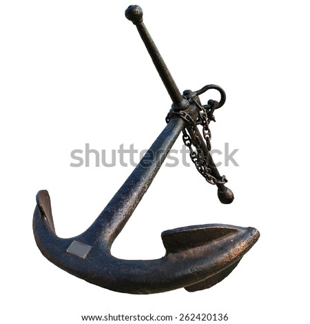 Old Steel anchor isolated on a white background. This has clipping path.