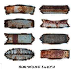 Old steel metal sign plate texture background isolated on white, With objects clipping path for design work