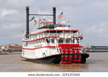 Old Stern Wheeler Steam Boat in the Mississippi Rive at New Orleans