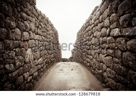An old stone alley in machu picchu, Peru