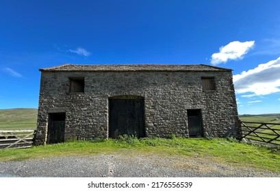 Old stone barn, high on the moor top, near the  Pen-y-Ghent Fell,  on a summers day near, Halton Gill, Skipton, UK