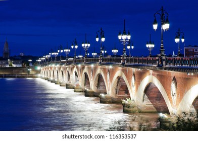 Old Stone Bridge In Bordeaux, France