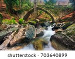 The old stone bridge (constructed in 1787) close to Tsangarada village, Pelion mountain, Magnesia prefecture, Thessaly, Greece. Date taken: 17.1.2010 