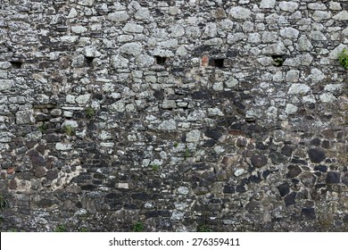 Old Stone Castle Wall Texture With Cannon Windows