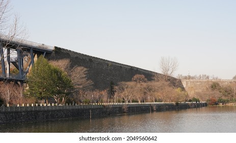 The Old Stone City Wall Landscape View Located In Nanjing City Of The China