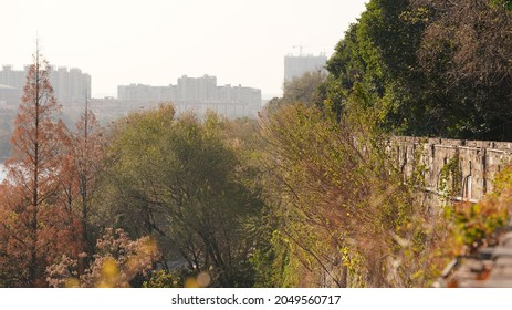 The Old Stone City Wall Landscape View Located In Nanjing City Of The China