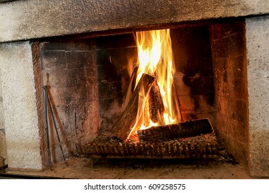 Old Stone Fireplace