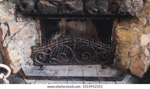Old Stone Fireplace Hunter House Stock Photo Edit Now 1014952351