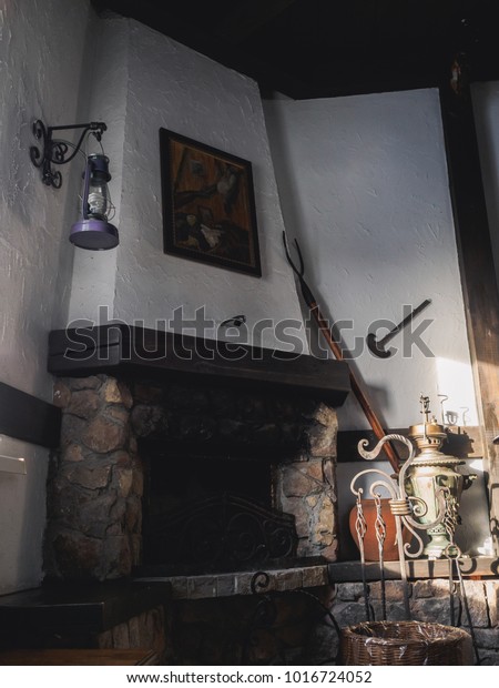 Old Stone Fireplace Hunter House Stock Photo Edit Now 1016724052