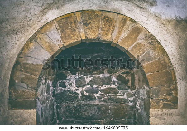 Old Stone Fireplace Texture Old Brick Royalty Free Stock Image