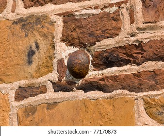 The Old Stone House In The Center Of The Manassas Civil War Battlefield Site Near Bull Run Showing A Cannon Ball Embedded In The Wall