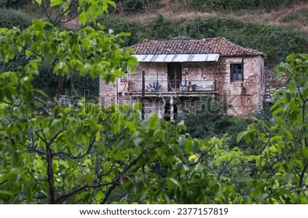old stone house in Zarouhla village. Achaia, Greece