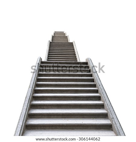 Old stone staircase isolated on white background