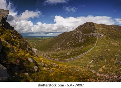 Old Stone Wall In Mourne Mountains, Northern Ireland