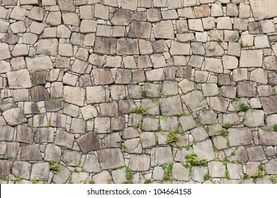 Old Stone Wall Pattern From Osaka Castle, Japan