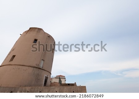 Old stone windmill tower. Bonifacio, Corsica island, France