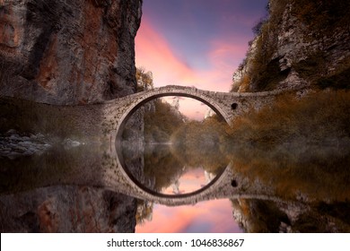 Old Stonebridge In Zagori, Greece