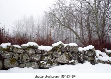 Snow On Stone Wall High Res Stock Images Shutterstock