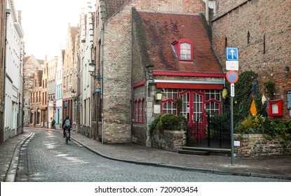 The Old Street In Bruges, Belgium