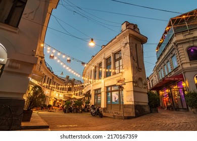 Old Street Cafe Restaurant Night In Tbilisi, Georgia, June 2022