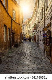 Old street in Cesky Krumlov, Czech Republic