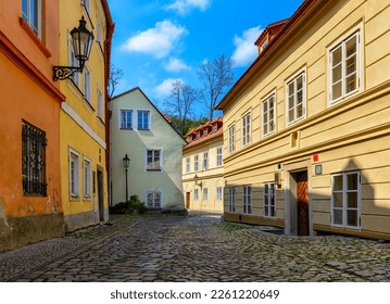 Old street of Hradcany in Prague, Czech Republic. Architecture and landmark of Prague. Cozy cityscape of Prague.