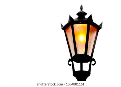 Old street light isolated white background