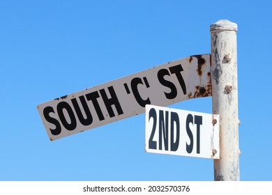 Old Street Sign In The Former US Naval Base In Exmouth, Western Australia.