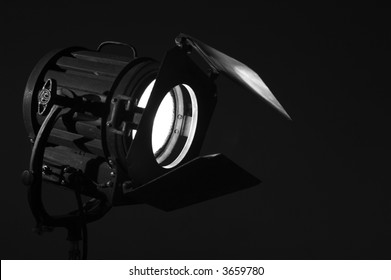 Old Studio Light On Movie Set With Black Background