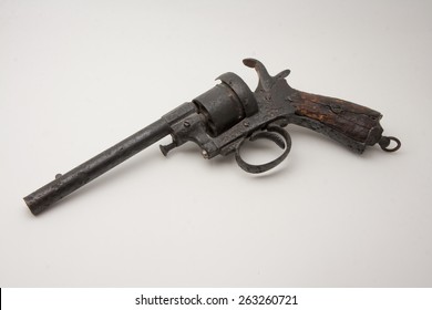 Old Style Colt Revolver Rusted And Damaged