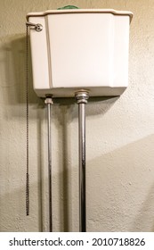 Old Style Gravity Flush Toilet Tank With Pull Chain