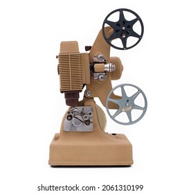 Old Style Movie Projector On White Background