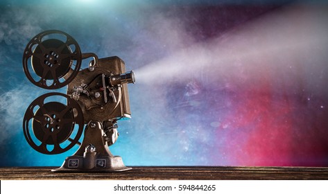 Old style movie projector, still-life, close-up.