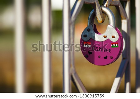 Similar – Image, Stock Photo a love lock rarely stays alone