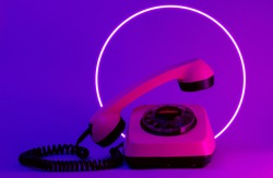 Neon green retro telephone | Abstract Stock Photos ~ Creative Market