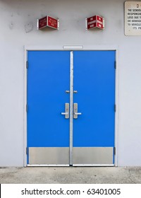 Old Style School Door - Blue Isolated On A White Background